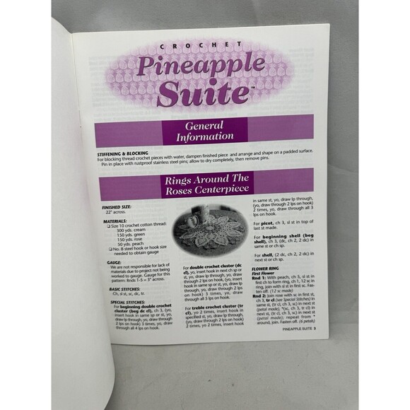 Crochet Pineapple Suite Afghan Hat Bag Trim Annie's Attic Thread Pattern Book - Picture 3 of 3